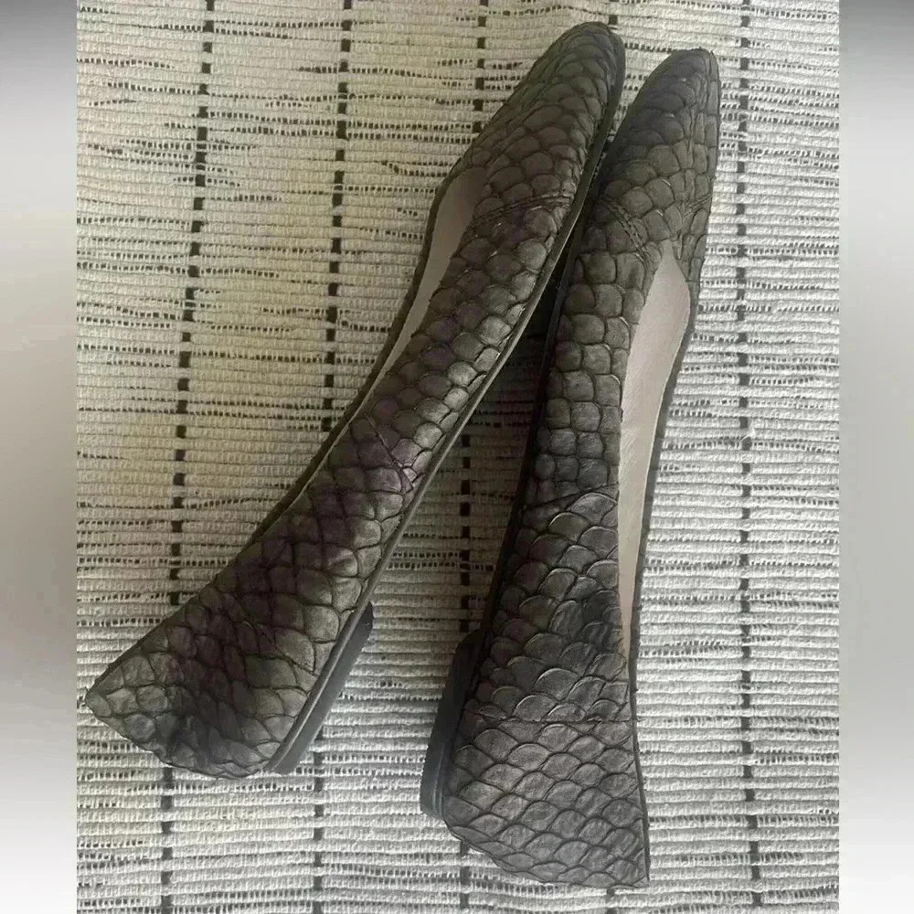 Anthro All Black Label Brown Faux Snake Flats 6.5 Shipped USPS NWOB/TAG - Picture 8 of 8